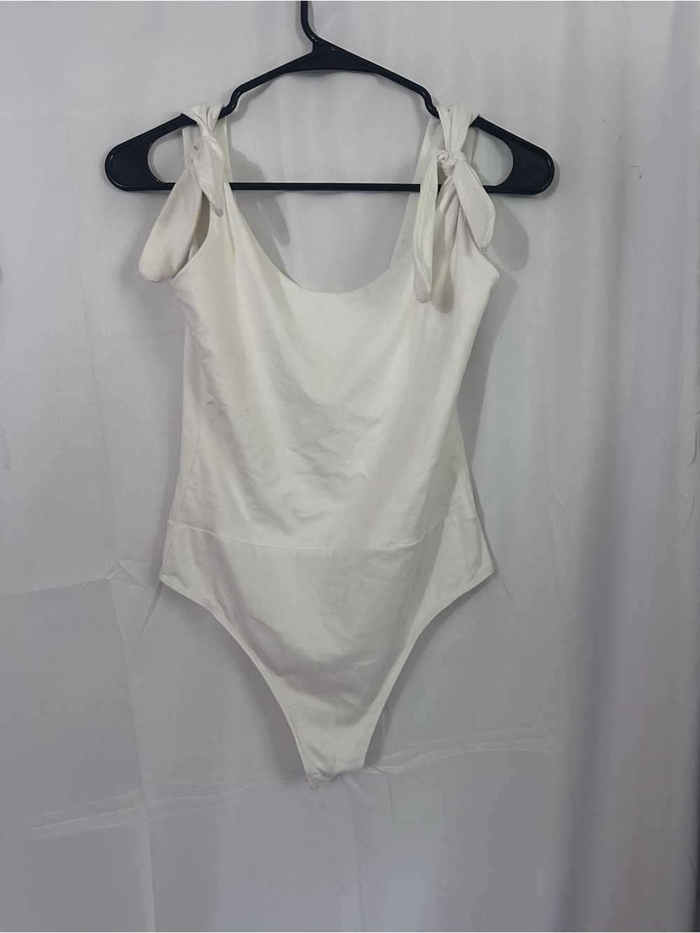 Lulu's Pretty Pleased White Tie-Strap Bodysuit